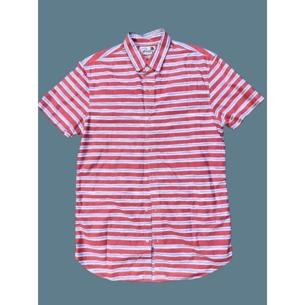 Men's Med Bonobos Shirt Cotton Red Blue Stripes "Fit To Go Places"